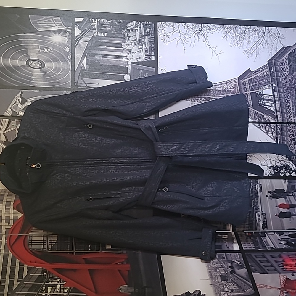 Calvin Klein Navy & Silver Print Stretch Water Resistant Jacket/Coat, M, NWOT
